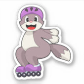 Cat with Roller skates Sticker (Voorkant)