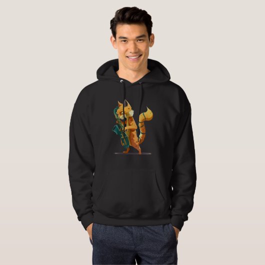 Cat with saxophone hoodie (Voorkant volledig)