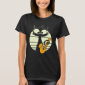 Cat With Saxophone Playing Cat Cute Jazz Cat T-shirt (Voorkant)