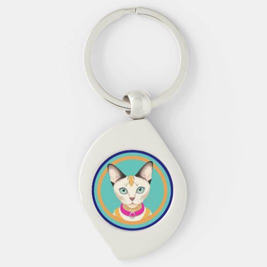 Cat With Striking Eyes beroemd gemaakt door Circul Sleutelhanger (Voorkant)