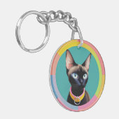 Cat With Striking Eyes beroemd gemaakt door Circul Sleutelhanger (Voorkant Links)
