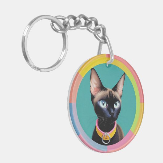 Cat With Striking Eyes beroemd gemaakt door Circul Sleutelhanger (Voorkant Links)