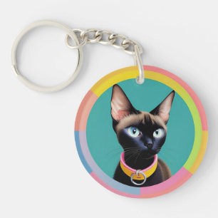 Cat With Striking Eyes beroemd gemaakt door Circul Sleutelhanger