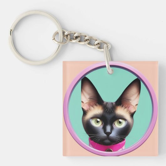 Cat With Striking Eyes beroemd gemaakt door Circul Sleutelhanger (voorkant)