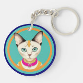 Cat With Striking Eyes beroemd gemaakt door Circul Sleutelhanger (Achterkant)