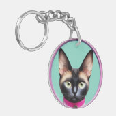 Cat With Striking Eyes beroemd gemaakt door Circul Sleutelhanger (Voorkant Links)