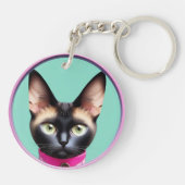 Cat With Striking Eyes beroemd gemaakt door Circul Sleutelhanger (Achterkant)