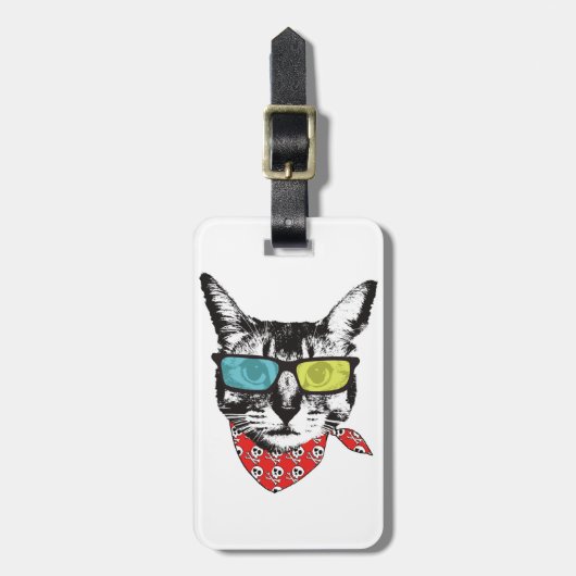 Cat with sunglass bagagelabel (Voorkant verticaal)