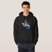 Cat With Sunglasses Riding Shark  Cat Tee Cat Grap Hoodie (Voorkant volledig)