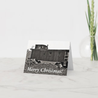 Cat with Train Christmas card - Winter's Beauty Feestdagen Kaart