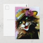 “Cat with Umbrella” by Maurice Boulanger Briefkaart (Voorkant / Achterkant)