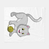 Cat with Wool yarn ball Fleece Deken (Voorkant (Horizontaal))