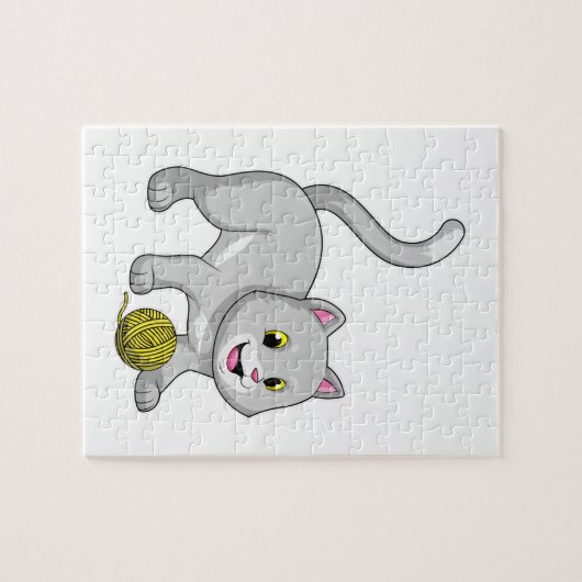 Cat with Wool yarn ball Legpuzzel (Horizontaal)