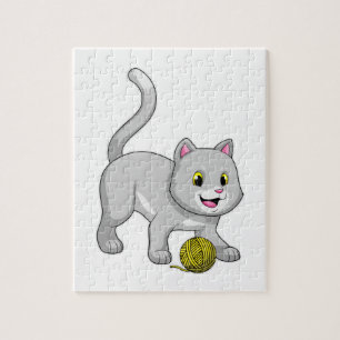 Cat with Wool yarn ball Legpuzzel