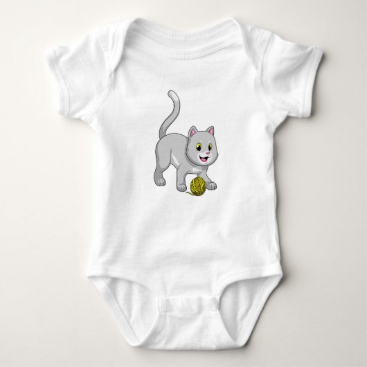 Cat with Wool yarn ball Romper (Voorkant)