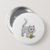 Cat with Wool yarn ball Ronde Button 7,6 Cm (Voorkant /achterkant)