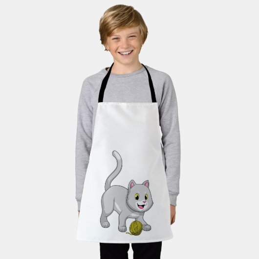 Cat with Wool yarn ball Schort (Gedragen)