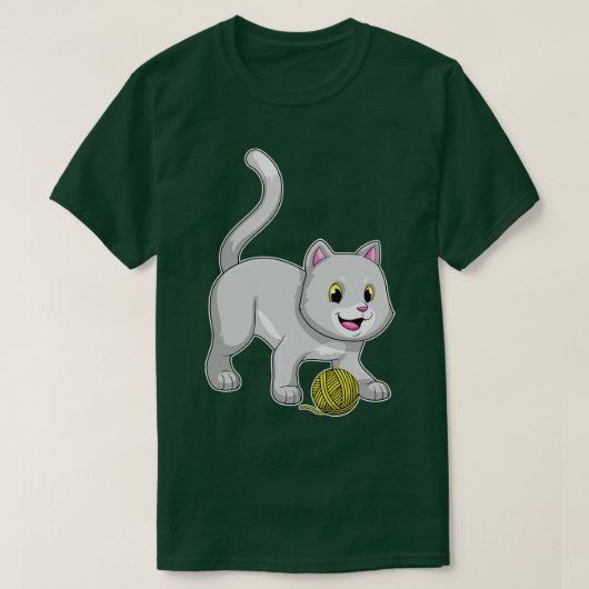 Cat with Wool yarn ball T-shirt (Design voorkant)