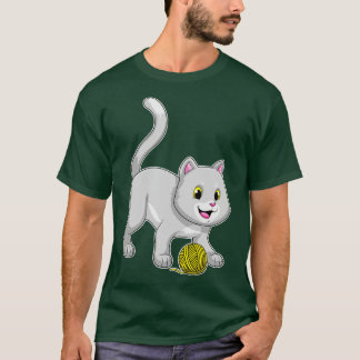 Cat with Wool yarn ball T-shirt