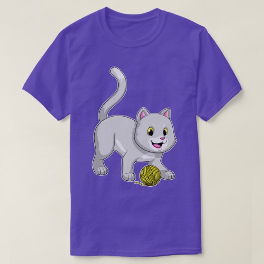 Cat with Wool yarn ball T-shirt (Design voorkant)