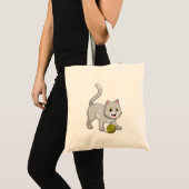Cat with Wool yarn ball Tote Bag (Voorkant (product))