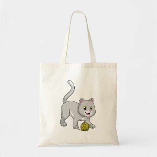 Cat with Wool yarn ball Tote Bag (Voorkant)