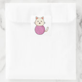 Cat with Wool yarn ball Vierkante Sticker (Tas)