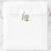 Cat with Wool yarn ball Vierkante Sticker (Tas)