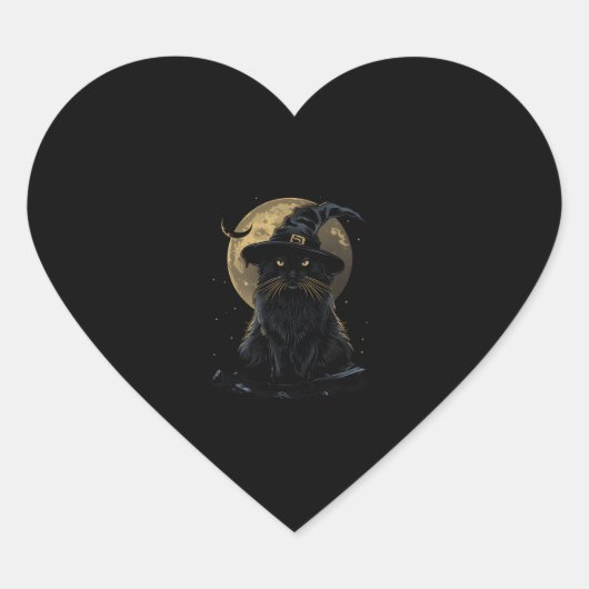 Cat Wizard Pet Grappig Schattige Heksenhalloweenko Hart Sticker (Voorkant)