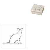 Cat Wood (Cute Sitting Cat Wood Art Stamp) Rubberstempel (Gestempeld)