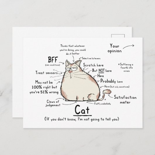 Cat Wordy Art Briefkaart (Voorkant / Achterkant)