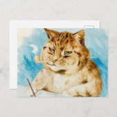 Cat Writing van Louis Wain Briefkaart (Voorkant / Achterkant)