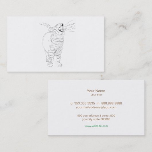 cat yawn 名刺 visitekaartje (Voorkant / Achterkant)