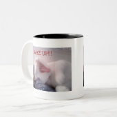 Cat Yawning Tweekleurige Koffiemok (Voorkant links)