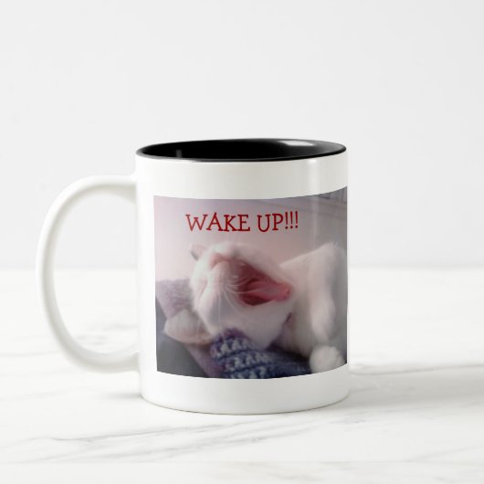 Cat Yawning Tweekleurige Koffiemok (Links)