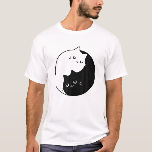 Cat Yin Yang Funny Cartoon Kitten Pet Lovers T-shirt (Voorkant)