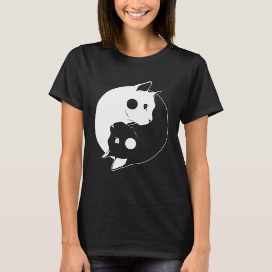 Cat Yin Yang Opposite Forces Arts Feline T-shirt (Voorkant)