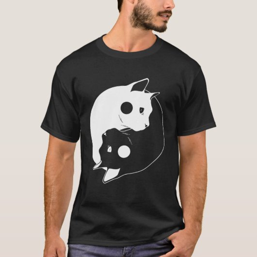 Cat Yin Yang Opposite Forces Arts Feline T-shirt (Voorkant)