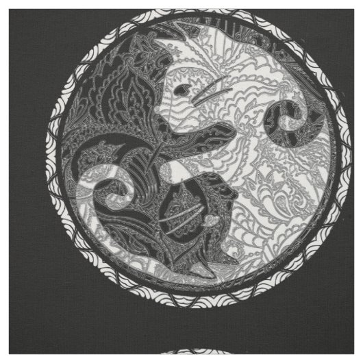 Cat Yin Yang Paisley Print Stof (Swatch)
