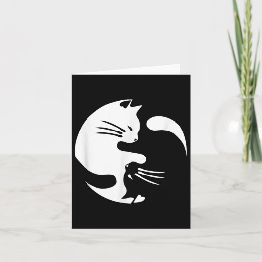 Cat Yin Yang Peace Loating Interlinked Gift Idea Kaart (Voorkant)