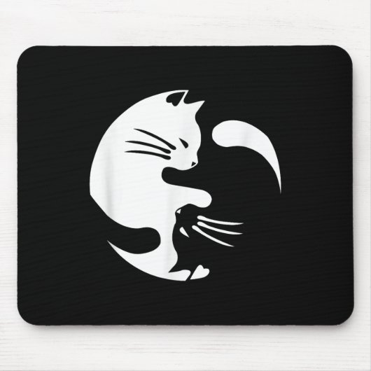 Cat Yin Yang Peace Loating Interlinked Gift Idea Muismat (Voorkant)