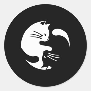 Cat Yin Yang Peace Loating Interlinked Gift Idea Ronde Sticker
