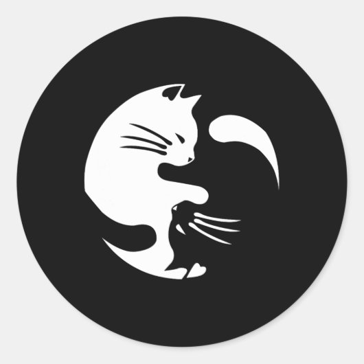 Cat Yin Yang Peace Loating Interlinked Gift Idea Ronde Sticker (Voorkant)