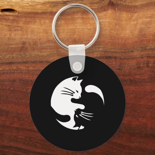 Cat Yin Yang Peace Loating Interlinked Gift Idea Sleutelhanger (Voorkant)
