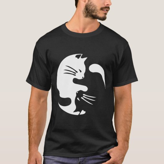 Cat Yin Yang Peace Loating Interlinked Gift Idea T-shirt (Voorkant)