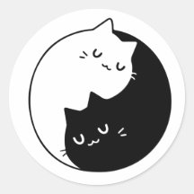 Cat Yin Yang Stickers, zwart en wit Cat Sticker
