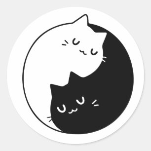 Cat Yin Yang Stickers, zwart en wit Cat Sticker