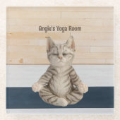 Cat Yoga Glass Onderzetter Glazen Onderzetter (Voorkant)