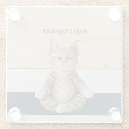 Cat Yoga Glass Onderzetter Glazen Onderzetter (Achterkant)