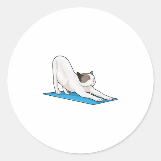 Cat Yoga Meditation Fitness Ronde Sticker (Voorkant)